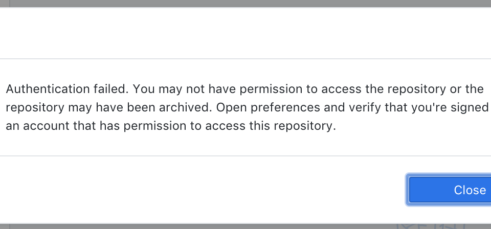 GitHub Desktop – Authentication failed with a private repository